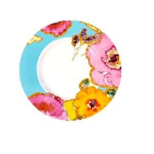 Lenox Floral Fusion Stephanie Ryan Aqua 9.5 inch Accent Luncheon Plate  2010